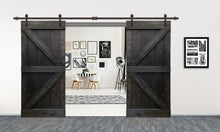 Load image into Gallery viewer, K Series Stained Solid Pine Wood Interior Double Sliding Barn Door With Hardware Kit
