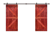 Load image into Gallery viewer, K Series Stained Solid Pine Wood Interior Double Sliding Barn Door With Hardware Kit
