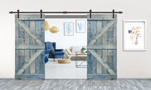 Load image into Gallery viewer, K Series Stained Solid Pine Wood Interior Double Sliding Barn Door With Hardware Kit
