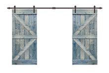 Load image into Gallery viewer, K Series Stained Solid Pine Wood Interior Double Sliding Barn Door With Hardware Kit
