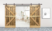 Load image into Gallery viewer, K Series Stained Solid Pine Wood Interior Double Sliding Barn Door With Hardware Kit
