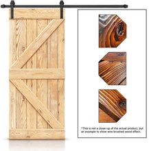 Load image into Gallery viewer, Wire Brushed Knotty Pine Wood Sliding Barn Door with Hardware Kit
