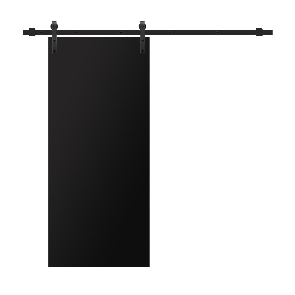 Chalkboard Series Black Stained Composite MDF Flush Panel Interior Sliding Barn Door with Hardware Kit