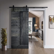 Load image into Gallery viewer, Paneled DIY Knotty Pine Solid Wood Interior Sliding Barn Door with Hardware Kit
