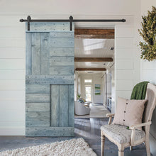 Load image into Gallery viewer, Paneled DIY Knotty Pine Solid Wood Interior Sliding Barn Door with Hardware Kit
