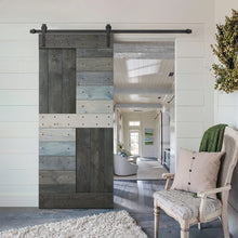 Load image into Gallery viewer, Multicolor Paneled DIY Knotty Pine Solid Wood Interior Sliding Barn Door with Hardware Kit

