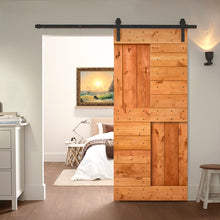 Load image into Gallery viewer, Paneled DIY Knotty Pine Solid Wood Interior Sliding Barn Door with Hardware Kit
