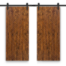 Load image into Gallery viewer, Chevron Arrow Fully Assembled Painted MDF Double Sliding Barn Door With Hardware Kit
