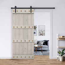 Load image into Gallery viewer, Paneled Solid Wood DIY Barn Door with Installation Hardware Kit and Clavos
