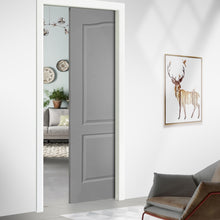 Load image into Gallery viewer, Stained Composite MDF 2 Panel Arch Top Interior Pocket Door
