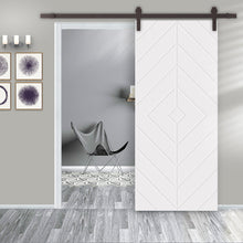 Load image into Gallery viewer, Diamond Fully Assembled Stained MDF Modern Sliding Barn Door with Hardware Kit
