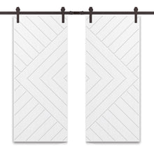 Load image into Gallery viewer, Chevron Arrow Fully Assembled Painted MDF Double Sliding Barn Door With Hardware Kit
