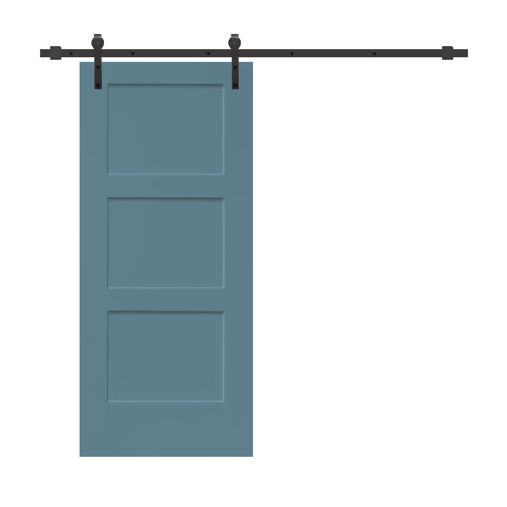 Composite MDF 3 Panel Equal Style Interior Sliding Barn Door with Hardware Kit