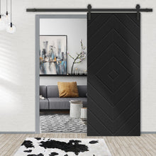 Load image into Gallery viewer, Diamond Fully Assembled Stained MDF Modern Sliding Barn Door with Hardware Kit

