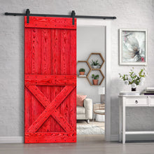 Load image into Gallery viewer, Mini X Bar Pre-assembled Wire Brushed and Thermally Modified Solid Wood Sliding Barn Door with Hardware Kit
