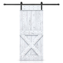 Load image into Gallery viewer, Mini X Bar Pre-assembled Wire Brushed and Thermally Modified Solid Wood Sliding Barn Door with Hardware Kit

