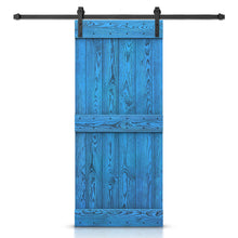 Load image into Gallery viewer, Mid Bar Pre-assembled Wire Brushed and Thermally Modified Solid Wood Sliding Barn Door with Hardware Kit
