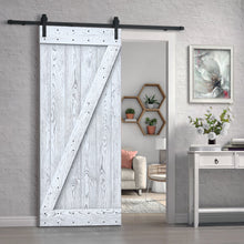 Load image into Gallery viewer, Z Bar Pre-assembled Wire Brushed and Thermally Modified Solid Wood Sliding Barn Door with Hardware Kit
