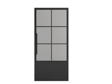 Load image into Gallery viewer, 36 in. x 84 in. Right-Hand 6 Lite Frost Glass Black Steel Single Prehung Interior Door with Door Handle
