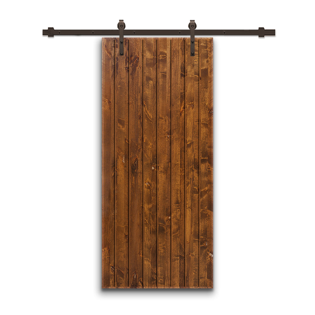 Paneled Solid Pine Wood Interior Sliding Barn Door with Hardware Kit
