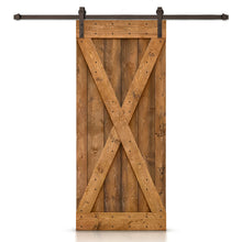 Load image into Gallery viewer, X Bar Pre-assembled Stained Wood Sliding Barn Door with Hardware Kit
