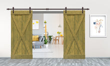 Load image into Gallery viewer, X Series Stained Solid Pine Interior Double Sliding Barn Door With Hardware Kit
