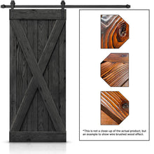 Load image into Gallery viewer, Wire Brushed Pre-Assembled Knotty Pine Wood Sliding Barn Door with Hardware Kit
