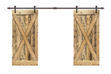 Load image into Gallery viewer, X Series Pre Assembled Stained Wood Interior Double Sliding Barn Door with Hardware Kit
