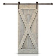 Load image into Gallery viewer, X Bar Pre-assembled Stained Wood Sliding Barn Door with Hardware Kit
