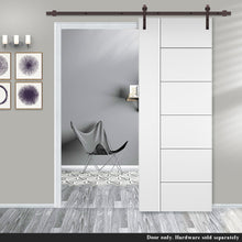 Load image into Gallery viewer, Metropolitan Stained Composite MDF Paneled Interior Barn Door Slab
